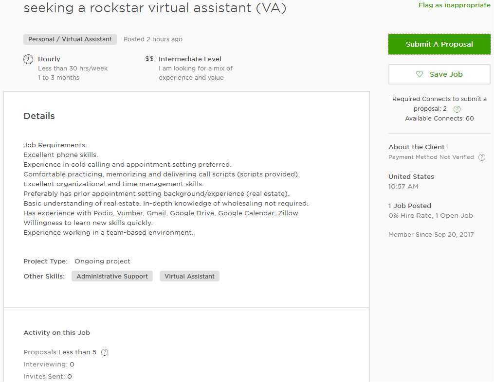 Upwork Cover Letter Sample for VA, Virtual Assistant