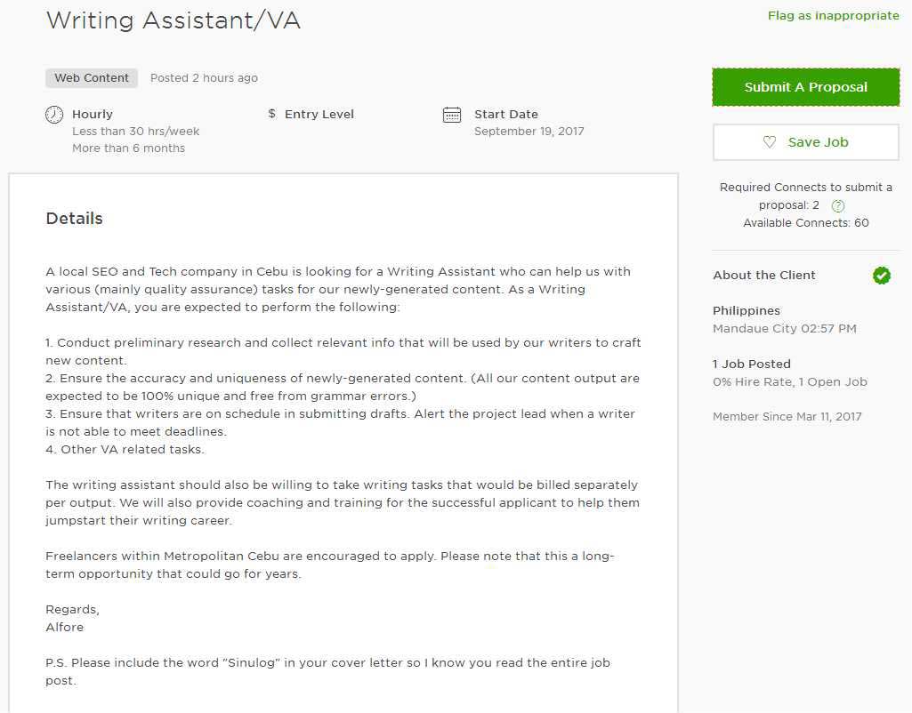 virtual assistant sample cover letter