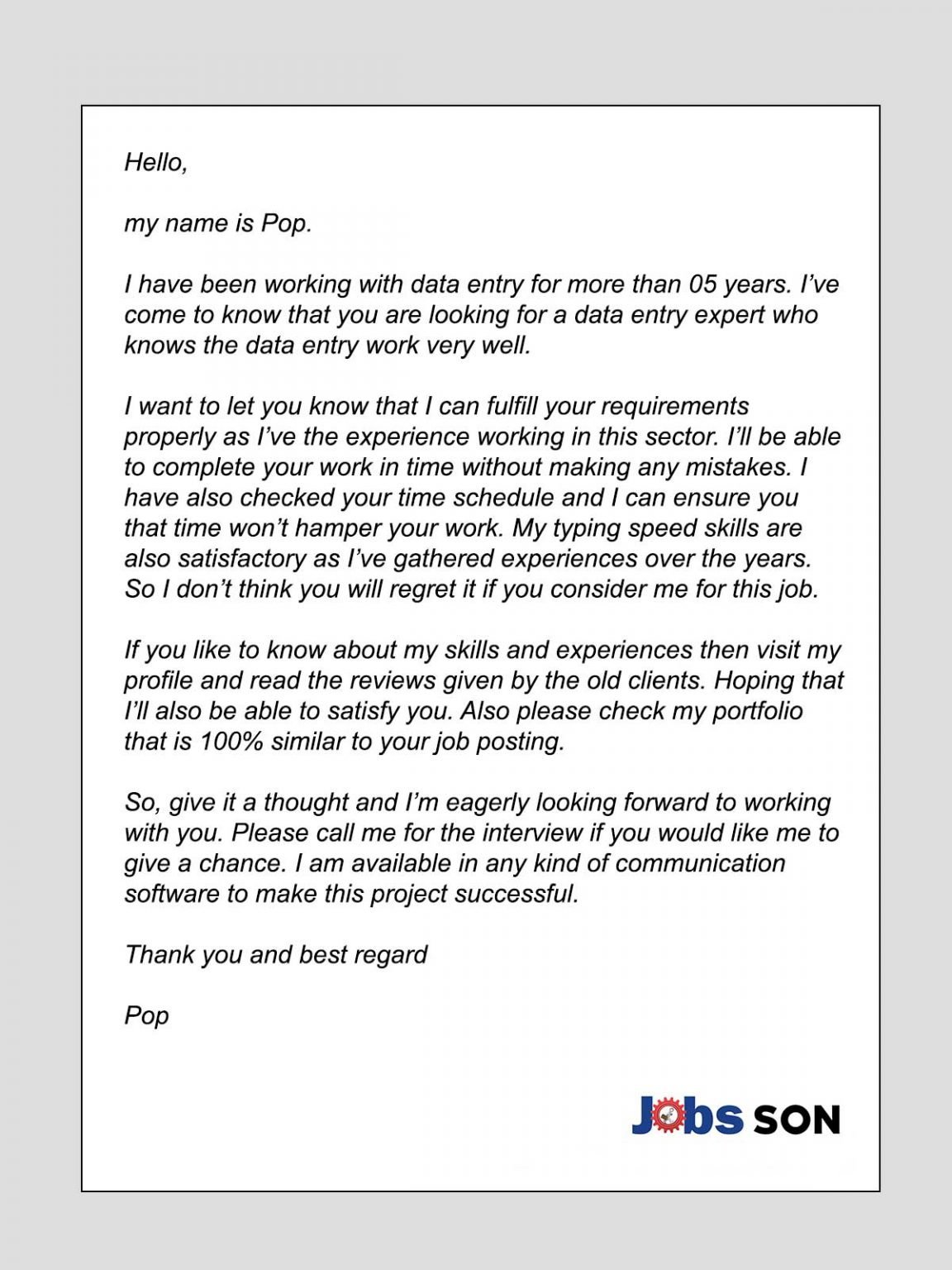 data entry proposal cover letter