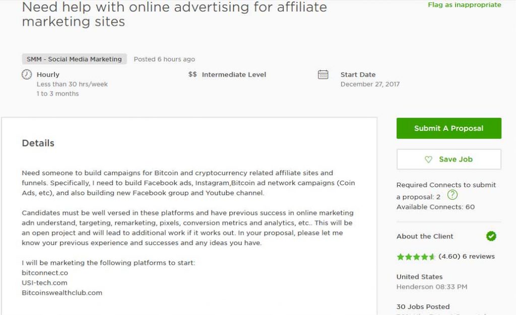 Upwork Cover Letter Sample for Affiliate Marketing & Amazon