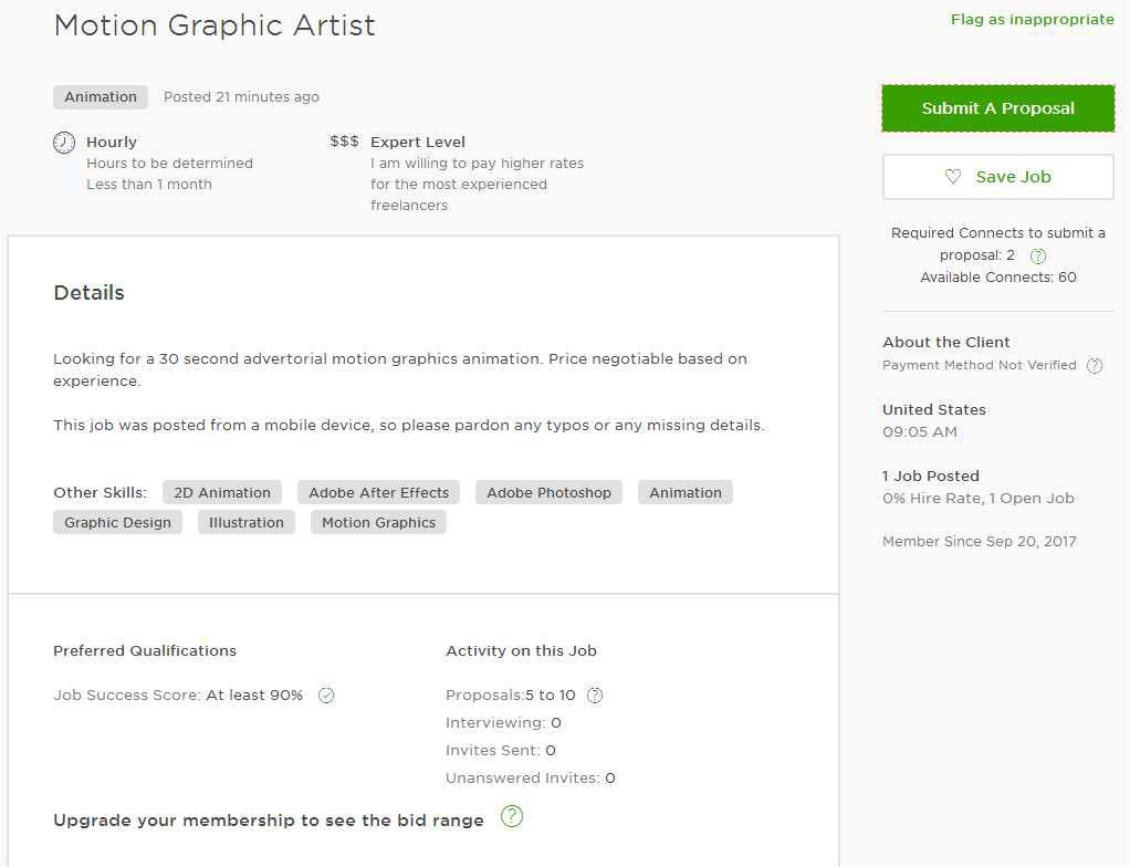 Upwork Proposal Cover Letter for Graphics Designer