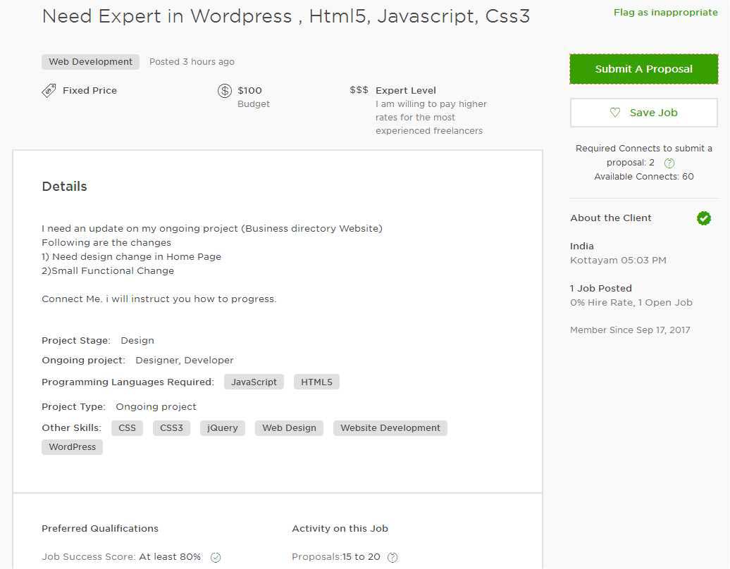 Upwork Proposal Cover Letter for Web Designer