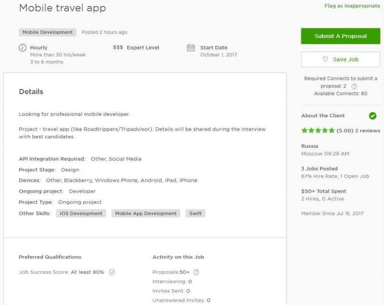 cover letter for mobile application developer for upwork