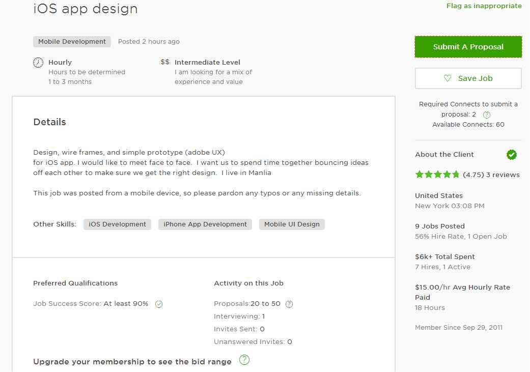 Upwork Sample Cover Letter for UI & UX Designer