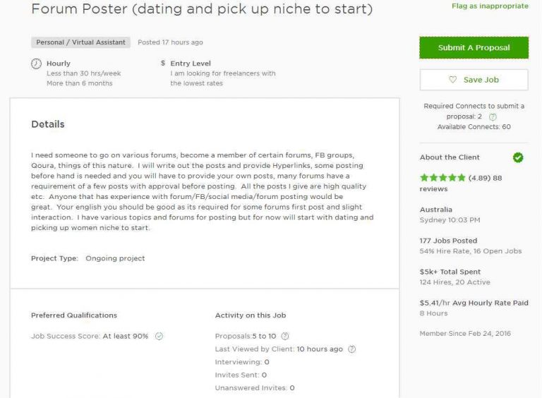 Upwork Cover Letter Sample for Forum Posting