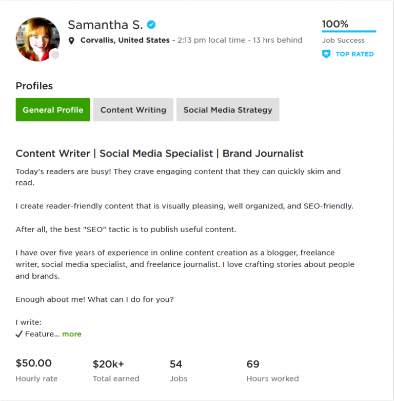Upwork Profile Overview Sample for YouTube Marketing